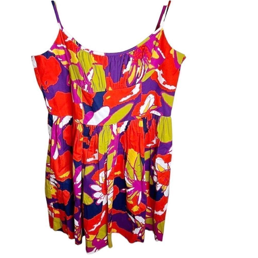 Trina Turk Women's Bold Floral Fitted Waist Straps Mini Dress Multi-Color Size 8